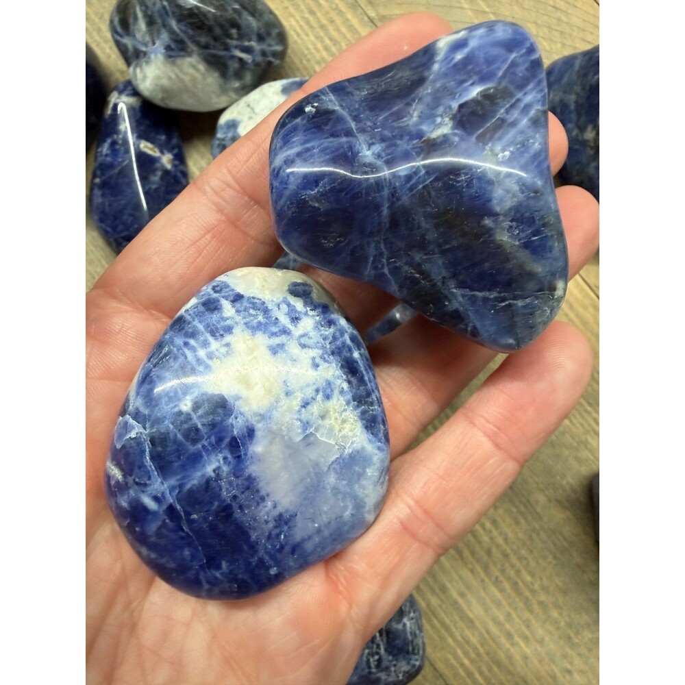 1/2 LB Sodalite Tumbled Stones Grade A XLarge 1.5-2" Avg Brazil 3-5 Pieces